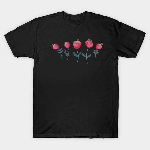 Darling Pink Fantasy Rosa in a Row T-Shirt by FrancesPoff